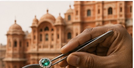 Gemstone cutting craftsmanship in Jaipur, Rajasthan